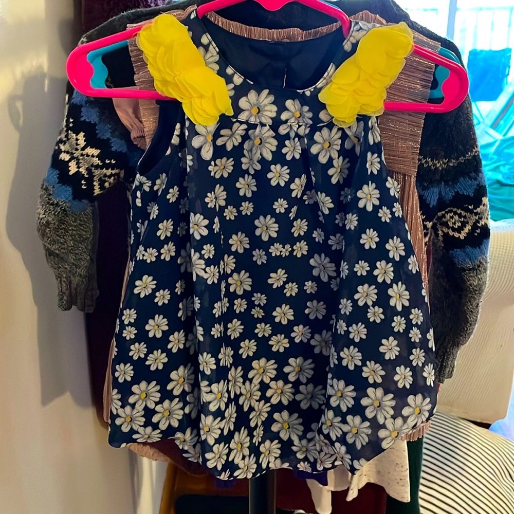 Blueberi Boulevard Navy Blue Daisy Bubble Romper